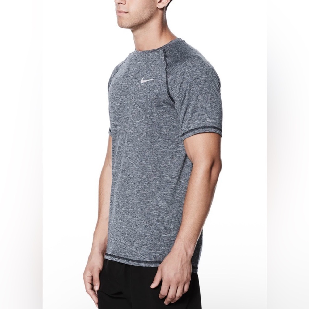 Nike Swim Men’s Dri-FIT Heather Gray Hydroguard Rash Guard UPF 40+ Small